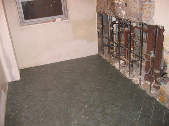 Tile floor in kitchen